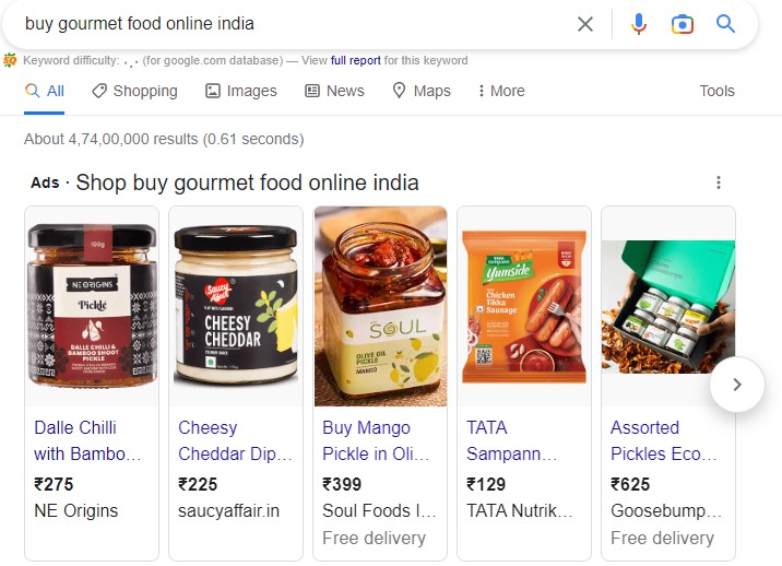 google shopping ad example
