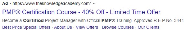 Google search ad example