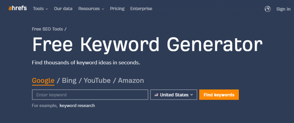 Ahref Keyword Generator Tool